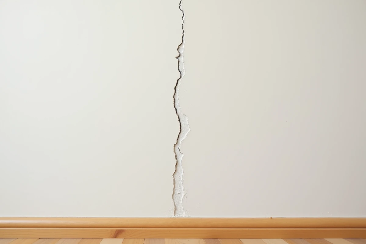 Comparaison entre un joint non traité fissuré et un joint acrylique lisse après peinture sur une plinthe murale