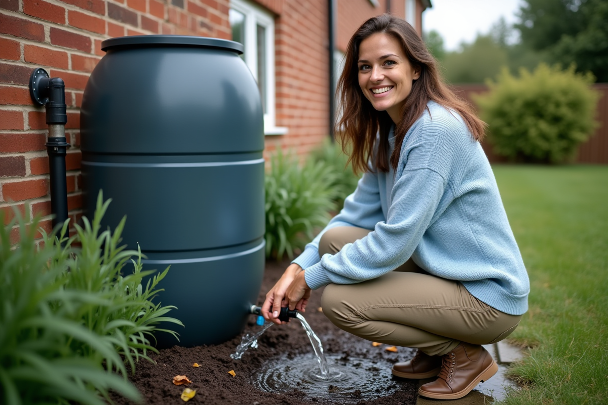 Femme installant un système de récupération d