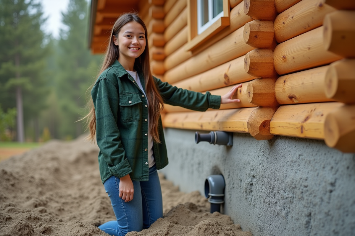 Jeune femme montrant la fondation isolée d