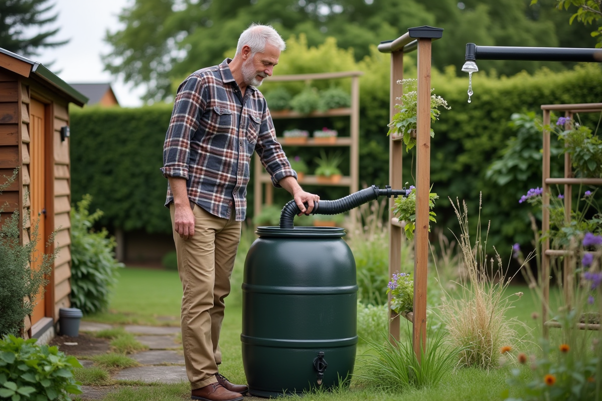 Homme vérifiant un récupérateur d