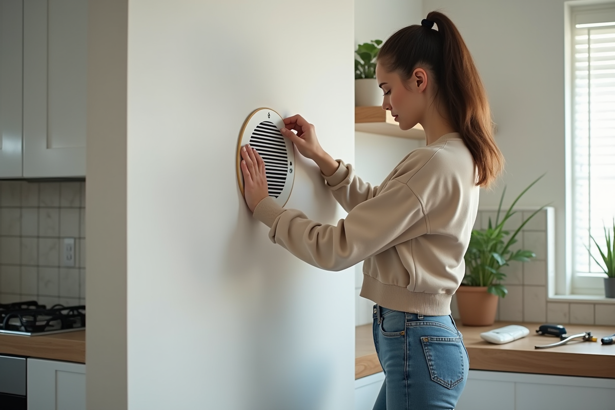 Jeune femme posant une grille d